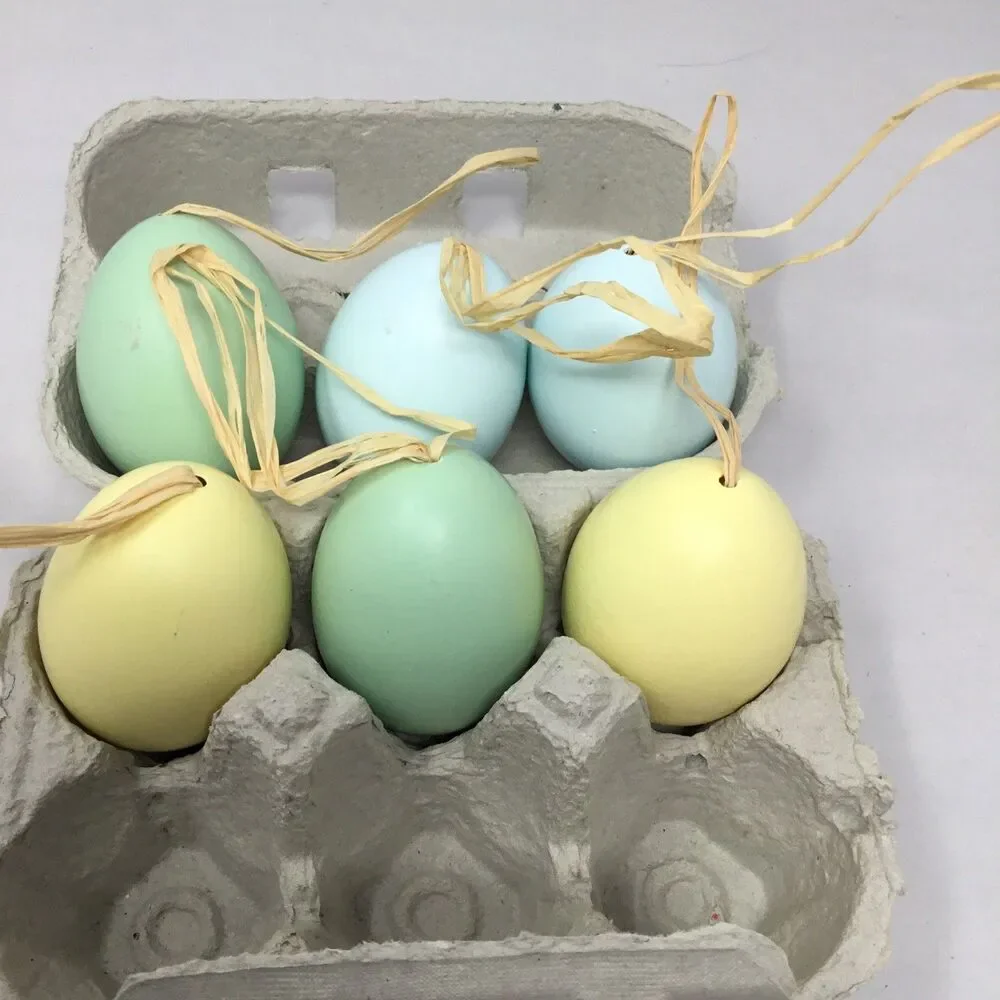 Set of 6 Williams Sonoma Real Eggshell Handblown & Dipped Easter Egg Ornaments